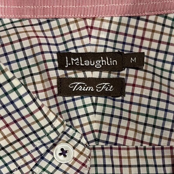 J. McLaughlin Men's M Cotton‎ Plaid Button-Down Long-Sleeve Dress Shirt - Picture 2 of 7